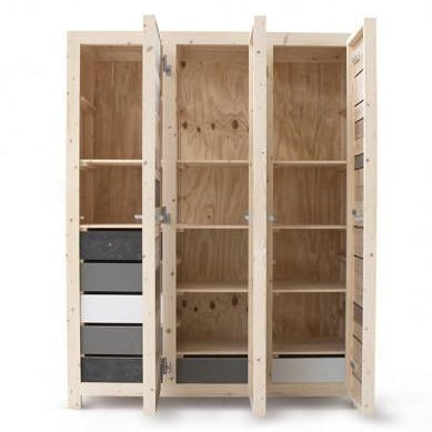 3-Doors Cupboard in Scrapwood